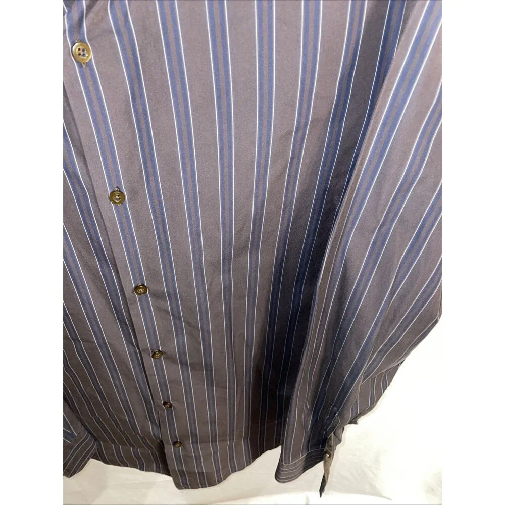 Banana Republic Dress Shirt Men’s Size Large Brown Striped Long Sleeve Button Up